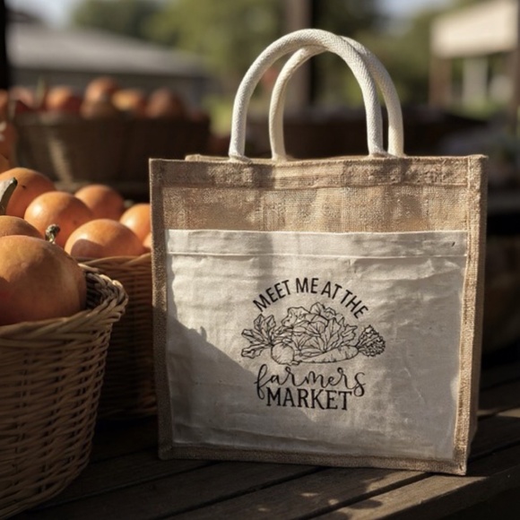 Meet Me at the Farmers Market Tote Bag – Reusable Grocery Bag, Eco Friendly - Picture 1 of 4